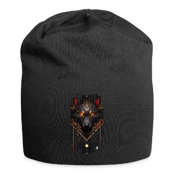 Cyborg loup doré - Bonnet en jersey - noir - Devant