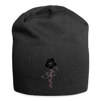 Blutige Rose - Jersey-Beanie - Schwarz - Vorne