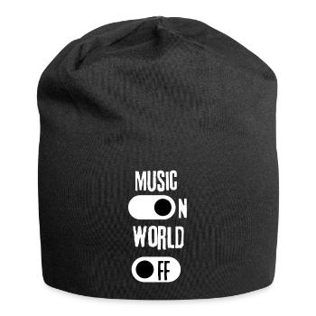 Musik an, Welt aus - Jersey-Beanie - Schwarz - Vorne