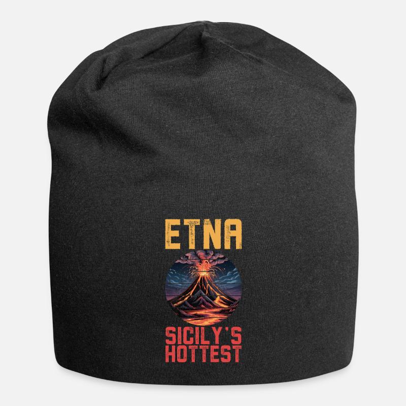 Etna Vulkan Sizilien - Jersey-Beanie - Schwarz