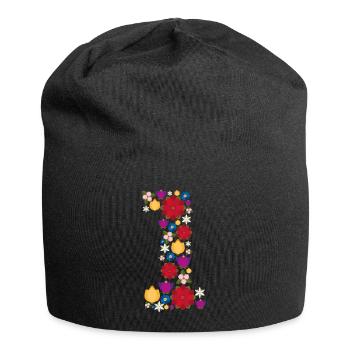 Flowers 1 - Jersey-Beanie - Schwarz - Vorne
