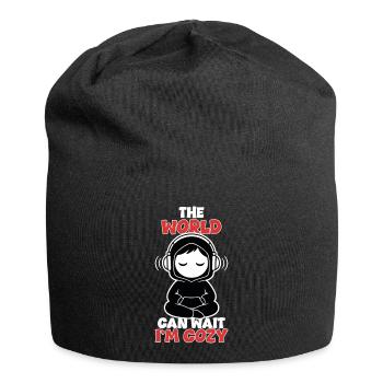 Cozy Zen Die Welt kann warten Kopfhörer - Jersey-Beanie - Schwarz - Vorne