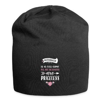 Motherhood is a full-time job, b... - Jersey-Beanie - Schwarz - Vorne