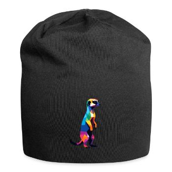 Erdmännchen in großen Pixeln Cool, Savannah Bunt - Jersey-Beanie - Schwarz - Vorne