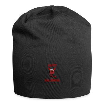 Joyeux Hallowine Vin Rouge Halloween Diable Vin - Bonnet en jersey - noir - Devant