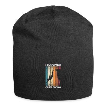 I Survived Cliff Diving Cliff Dive Cliff Jumping T - Jersey Beanie - charcoal grey - Front