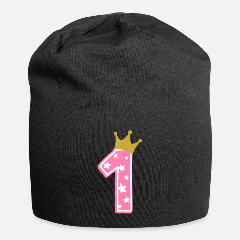 1 Krone 1. Geburtstag 1 Jahr - Jersey-Beanie - Schwarz