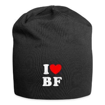 I Love BF I Love my Boyfriend - Jersey Beanie - black - Front