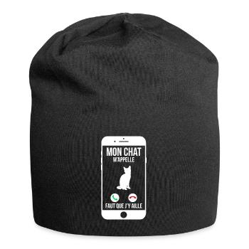 Mon chat m'appelle - Faut que j'y aille - Bonnet en jersey - noir - Devant