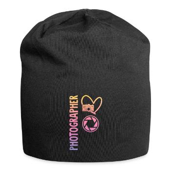 Photography Camera Lens Watercolor - Jersey-Beanie - Schwarz - Vorne