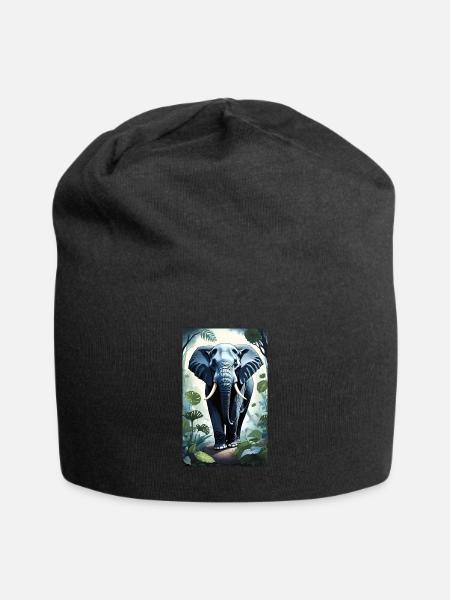 Éléphant | Animal sauvage | Afrique | Motifs pour enfants - Bonnet en jersey - noir