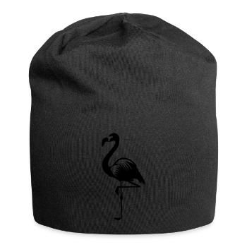 Flamingo pink summer pink bird animal water bird - Jersey Beanie - black - Front