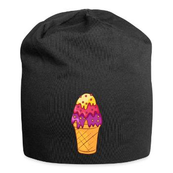 Crème glacée, crème glacée, crème glacée, crème glacée, boule, crème glacée, sundae - Bonnet en jersey - noir - Devant