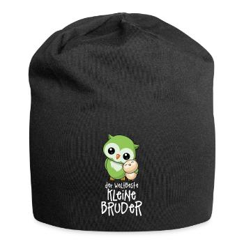 Der weltbeste kleine Bruder - Eulen Geschwister - Jersey-Beanie - Schwarz - Vorne