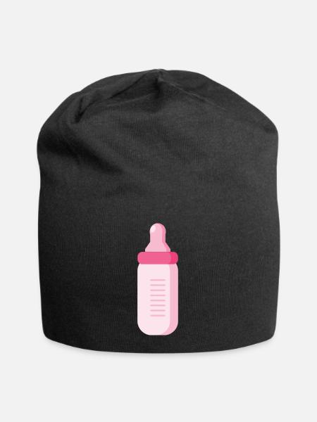 Baby Trinkflasche - Jersey-Beanie - Schwarz