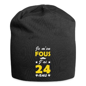 je m'en fous j'ai 24 ans / anniversaire 24 ans - Bonnet en jersey - noir - Devant