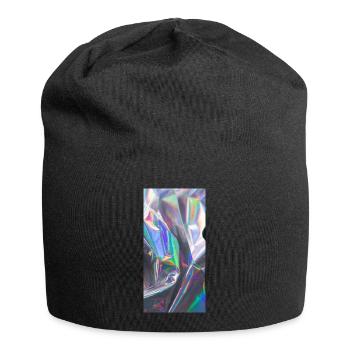 Glitchy Pattern Texture; Hologram Aluminum Synth - Jersey Beanie - black - Front