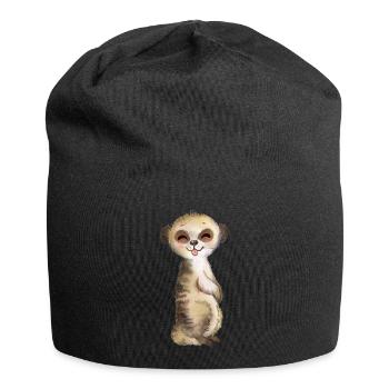 freches Erdmännchen - Jersey-Beanie - Schwarz - Vorne