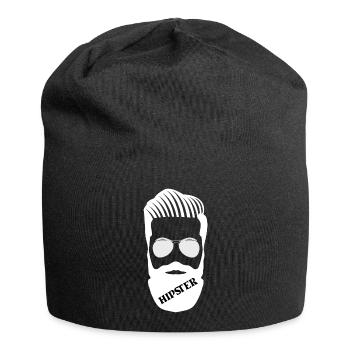 Hipster Illustration mit Bart und Sonnenbrille - Jersey-Beanie - Schwarz - Vorne