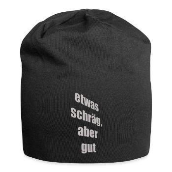 etwas schräg, aber gut - Jersey-Beanie - Schwarz - Vorne