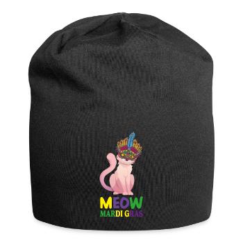Lustige Katzen, Miau Mardi Gras, Miau, Mardi Gras Katzen - Jersey-Beanie - Schwarz - Vorne