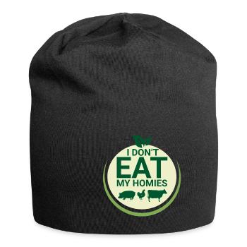 Vegan Fleischlos Tierlieb & Veganer - Jersey-Beanie - Schwarz - Vorne