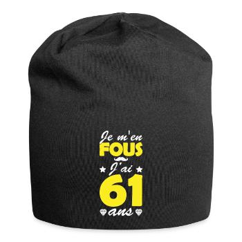 j ai 61 ans / cadeau anniversaire 61 ans - Bonnet en jersey - noir - Devant