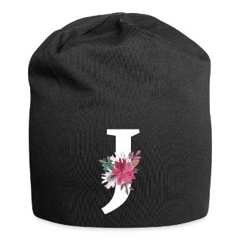 Buchstabe j blumig - Jersey-Beanie - Schwarz - Vorne