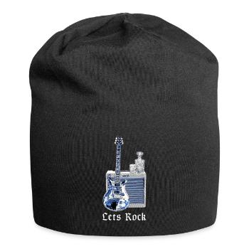 Let's Rock | Guitar, Amplifier, Whisky, Music - Jersey Beanie - black - Front