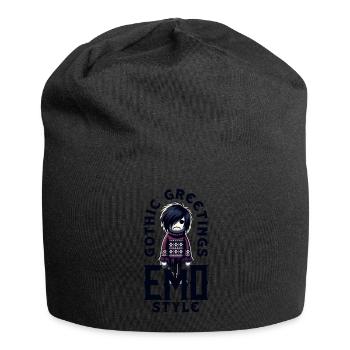 Gothic Greetings in Emo Style Emocore Aesthetic - Jersey-Beanie - Schwarz - Vorne