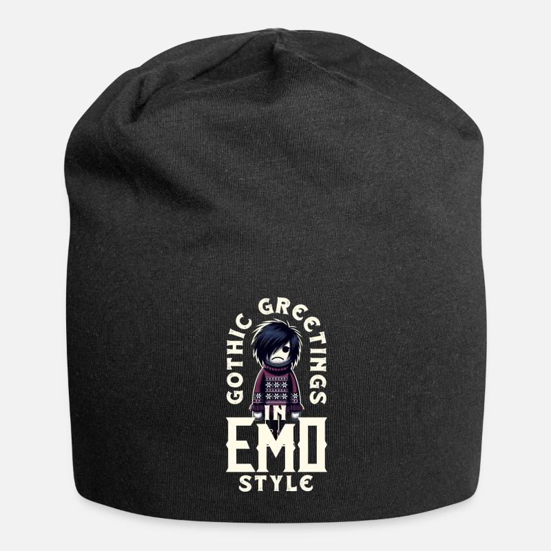Salutations gothiques dans l’esthétique emocore de style emo - Bonnet en jersey - noir