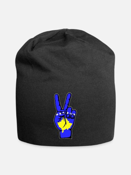 Kosovo Flagge Frieden Victory Symbol - Jersey-Beanie - Schwarz