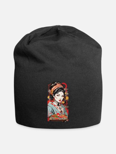 Sushi Geisha Japanese Art Pop Art Design - Jersey Beanie - black