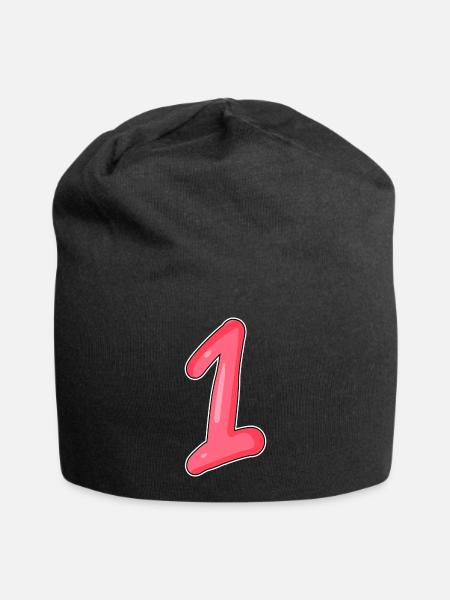 1 - Jersey-Beanie - Schwarz