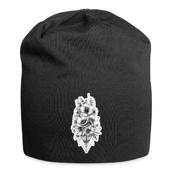 Liebevolle Tribal Blume mit vielen Details - Jersey-Beanie - Schwarz - Vorne