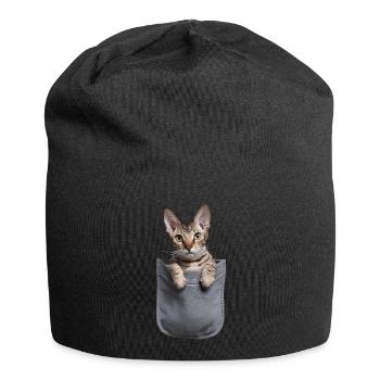 Devon Rex Katze in der Tasche Geschenk - Jersey-Beanie - Schwarz - Vorne