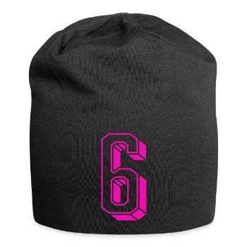 Zahl Sechs - Nummer 6 pink Mädchen Trikotnummer - Jersey-Beanie - Schwarz - Vorne
