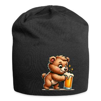 Cute Bear Drinking Beer - Jersey-Beanie - Schwarz - Vorne
