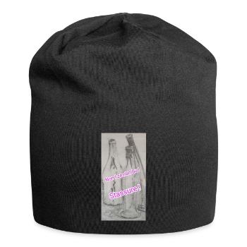 Humor, leere Alkoholflasche, Geschenkidee - Jersey-Beanie - Schwarz - Vorne