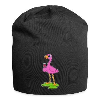 Flamingo Rotwein - Jersey-Beanie - Schwarz - Vorne