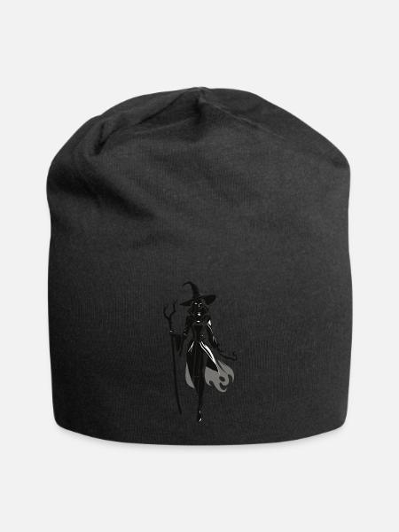Hexe - Fantasy Design - Jersey-Beanie - Schwarz