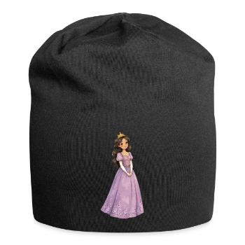 Lila Prinzessin mit Krone - Jersey-Beanie - Schwarz - Vorne