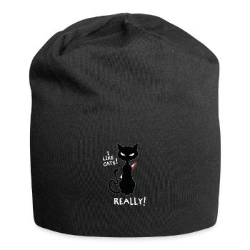 Ich mag Katzen! Lustiges Kitty Shirt Design - Jersey-Beanie - Schwarz - Vorne