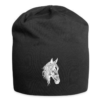 Pedigree cheval Portrait Style de tatouage - Bonnet en jersey - noir - Devant