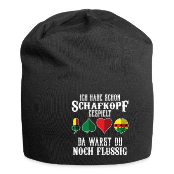 Ich habe schon Schafkopf gespielt - Jersey-Beanie - Schwarz - Vorne