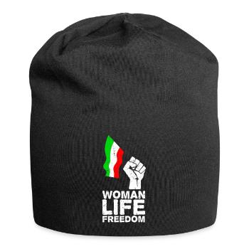 Woman, Life, Freedom | Free Iran! | Mit Flagge - Jersey-Beanie - Schwarz - Vorne