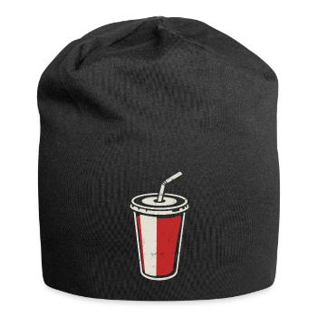 Gobelet Coca avec paille - boisson glacée - Bonnet en jersey - noir - Devant