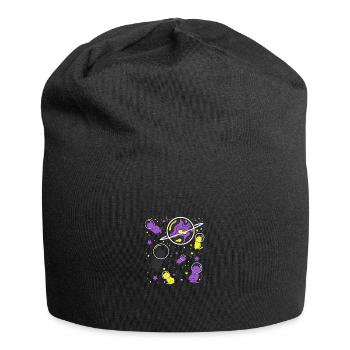 Nonbinary Pride Katze im Weltraum - Jersey-Beanie - Schwarz - Vorne