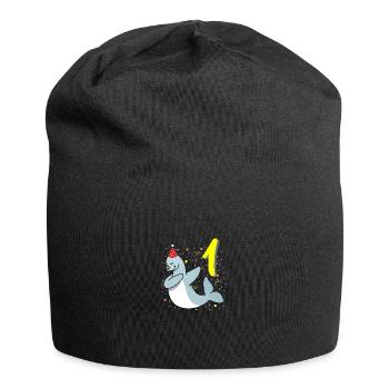 Anniversaire de phoque de 1 an - Bonnet en jersey - noir - Devant