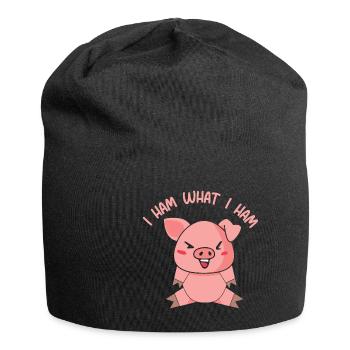 Je jambon ce que je jambon Cochon Drôle d’animal Jeux de mots - Bonnet en jersey - noir - Devant